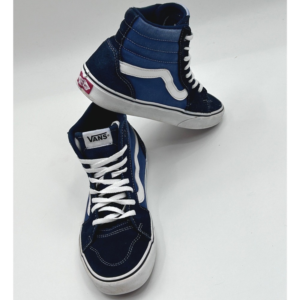 Vans Sk8-Hi High Top Sneakers Navy Light Blue Suede Canvas Men 6.5 Women 8